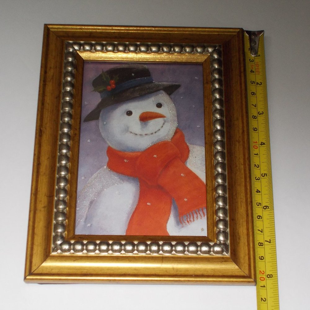 New, Snow Man print 4"x6", framed